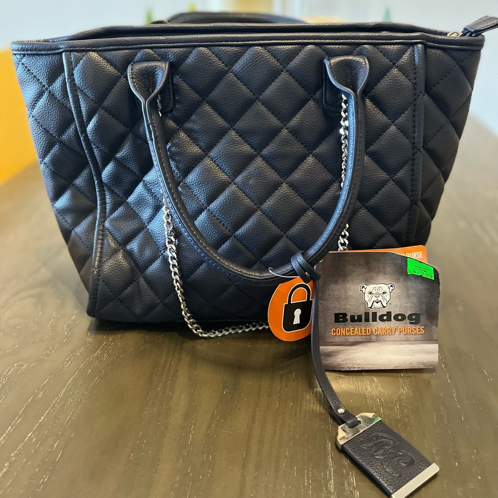 Concealed Carry Black Leather Purse